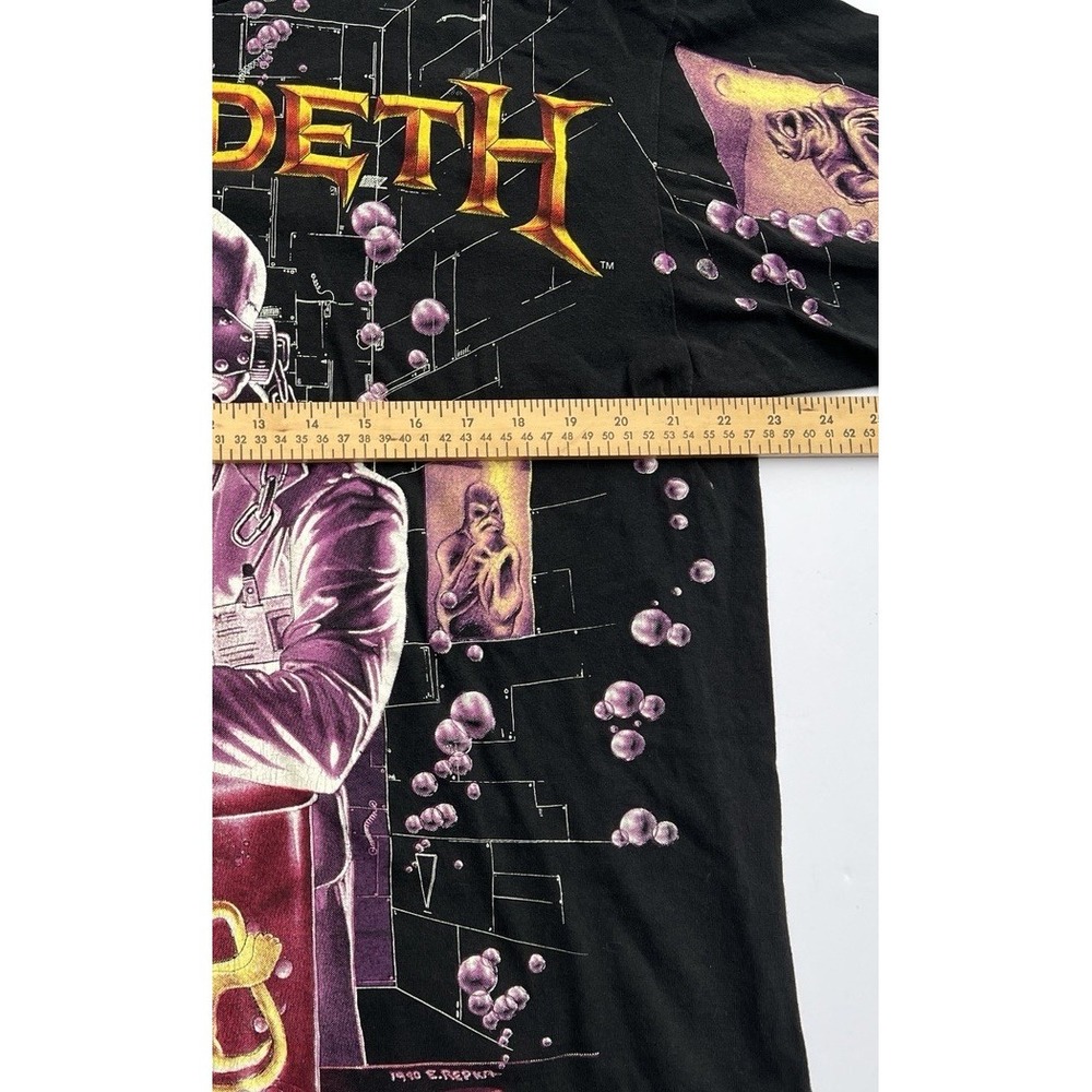 Vintage 1991 Megadeth Rust In Peace Brockum All Over Print T Shirt XL USA - Picture 12 of 16